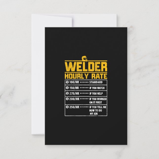Cute Welder Funny Hourly Rate | Gift For Welder Thank You Card (Front)