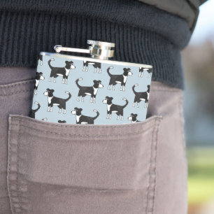 Cute Welsh Border Collie Sheep Dog Pattern Hip Flask