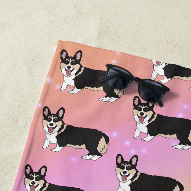 Cute Welsh Corgi Beach Towel (In Situ)