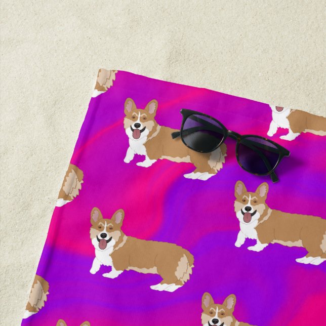Cute Welsh Corgi Beach Towel (In Situ)