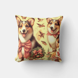 Cute Welsh Corgi Cardigan Illustration Cushion