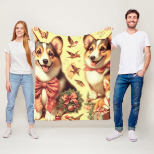 Cute Welsh Corgi Cardigan Illustration Fleece Blanket