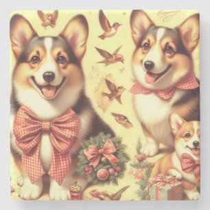 Cute Welsh Corgi Cardigan Illustration Stone Coaster