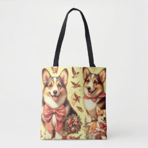 Cute Welsh Corgi Cardigan Illustration Tote Bag