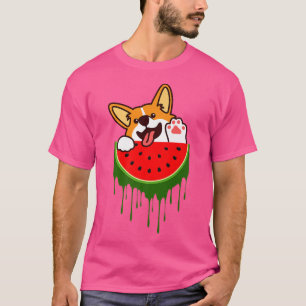 Cute Welsh Corgi Dog Watermelon Melon Tropical Fru T-Shirt