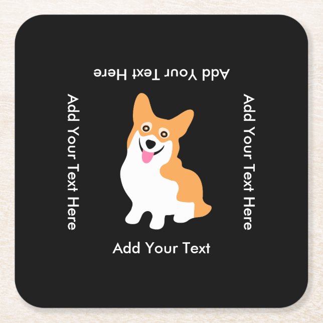 Cute Welsh Pembroke Corgi Puppy Square Paper Coaster (Front)