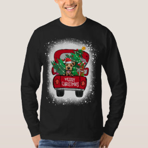 Cute Welsh Terrier Red Truck Merry Christmas Bleac T-Shirt