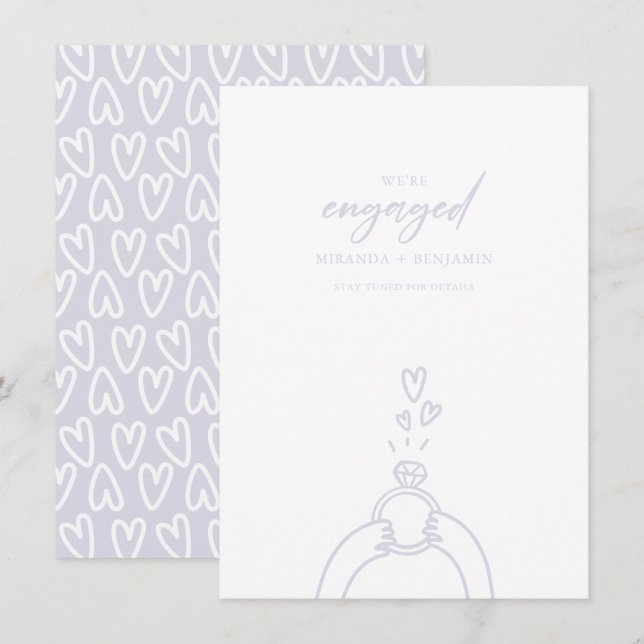 Cute We're Engaged Engagement Announcement (Front/Back)