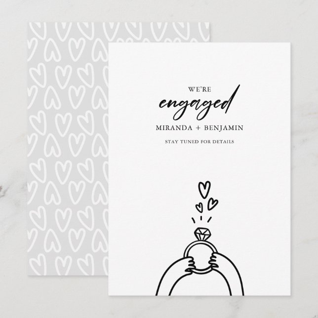 Cute We're Engaged Engagement Announcement (Front/Back)