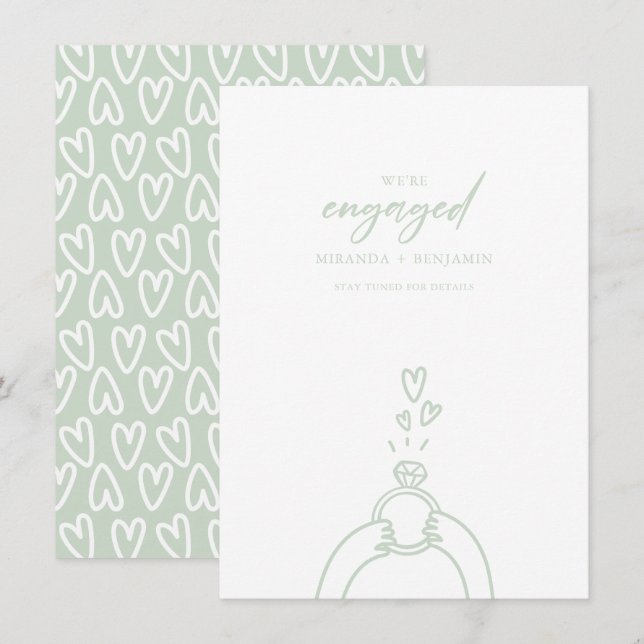 Cute We're Engaged Engagement Announcement (Front/Back)