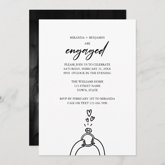 Cute We're Engaged Photo Engagement Party Invitation (Front/Back)