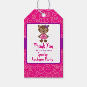 Cute Werewolf Girl Halloween Party Gift Tags
