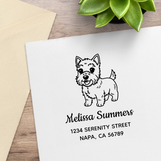 Cute West Highland Terrier Dog Address Rubber Stamp (Creator Uploaded)