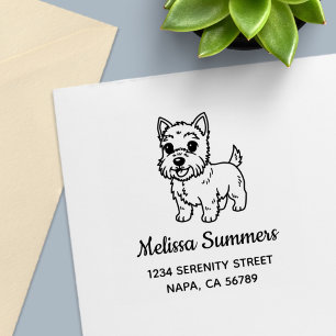 Cute West Highland Terrier Dog Address Self-inking Stamp
