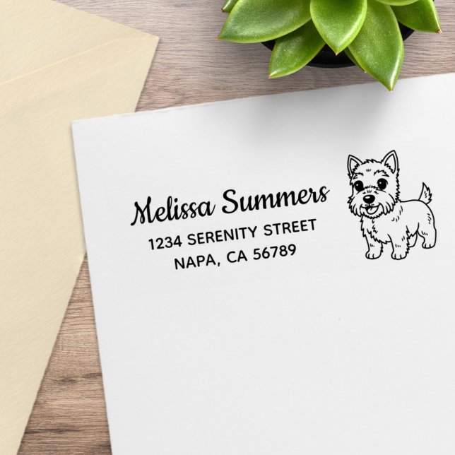 Cute West Highland Terrier Dog Return Address Rubber Stamp (Creator Uploaded)