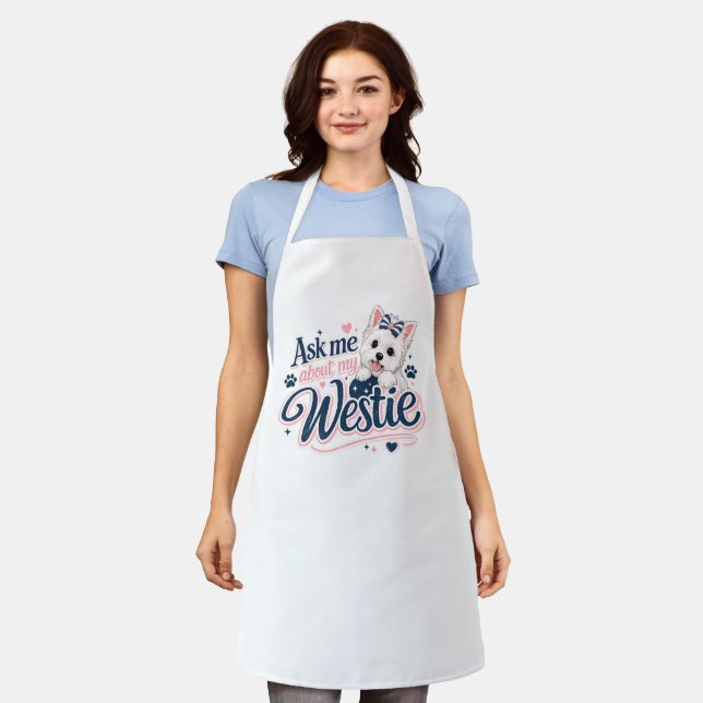 Cute West Highland White Terrier Cooking Apron (Worn)