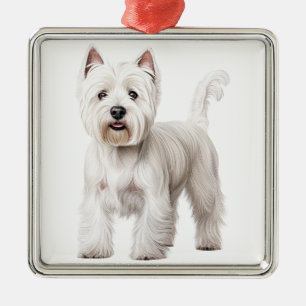 CUTE WEST HIGHLAND WHITE TERRIER DOG METAL TREE DECORATION