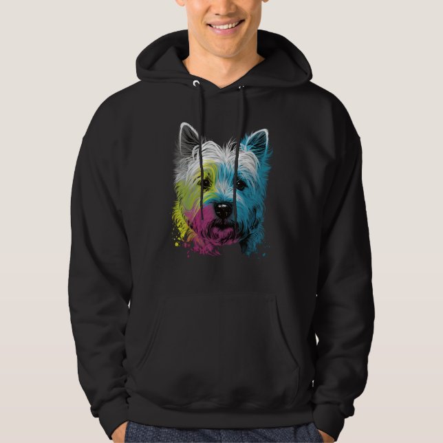 Cute West Highland White Terrier Dog on Westie  3 Hoodie (Front)