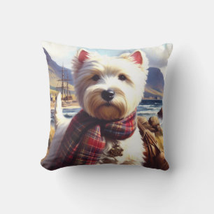 Cute West Highland White Terrier Painting Cushion