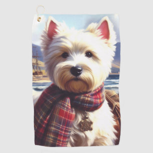 Cute West Highland White Terrier Painting Golf Towel