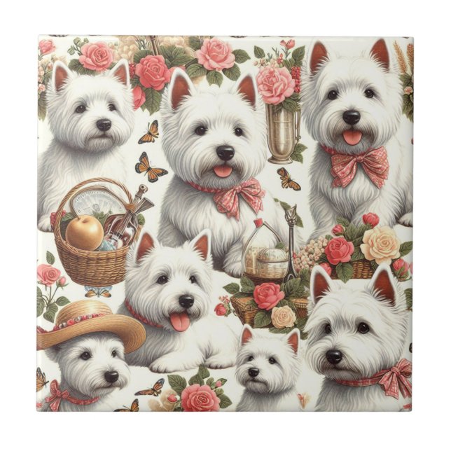 Cute West Highland White Terrier Seamless Tile (Front)