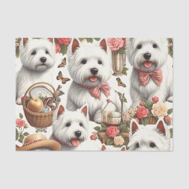 Cute West Highland White Terrier Seamless Tissue Paper (Front)
