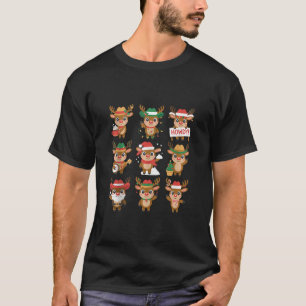 Cute Western Christmas Reindeer Howdy Characters T T-Shirt