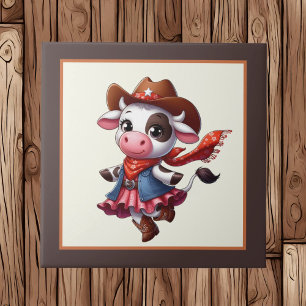 Cute Western cow lovers  Tile