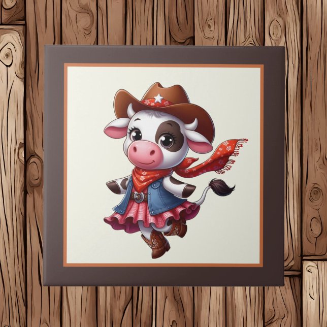 Cute Western cow lovers  Tile (Creator Uploaded)