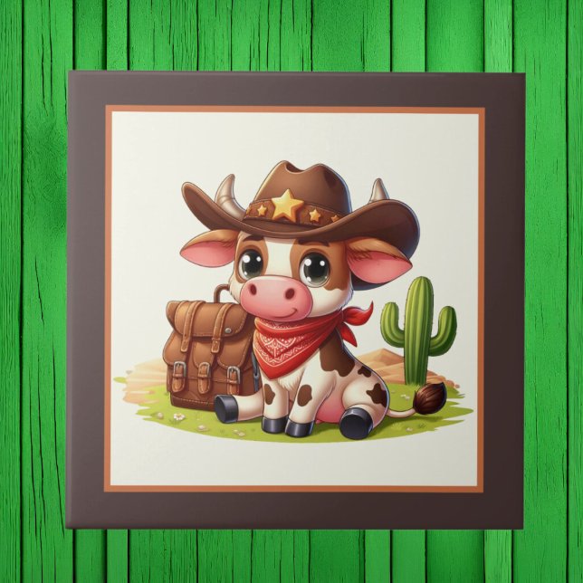 Cute Western cow lovers  Tile (Creator Uploaded)