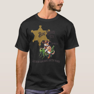 Cute Western Cowboy Tabby Cat Riding A Bug Grassho T-Shirt