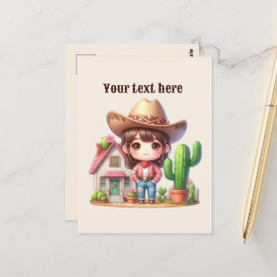 Cute Western Cowgirl add message  Postcard