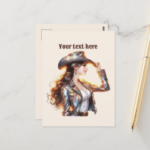 Cute Western Cowgirl add message Postcard