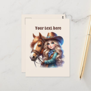Cute Western Cowgirl add message  Postcard