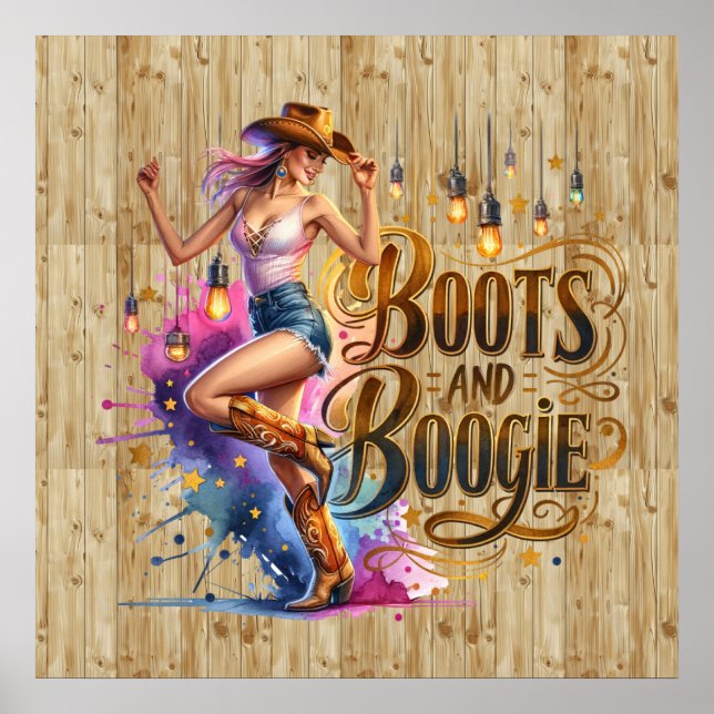Cute Western Cowgirl boots boogie Poster (Front)