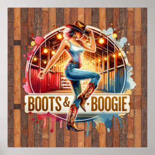 Cute Western Cowgirl boots boogie  Poster