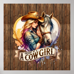 Cute Western Cowgirl heart Poster
