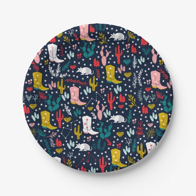 Cute Western Cowgirl Paper Plates (Front)