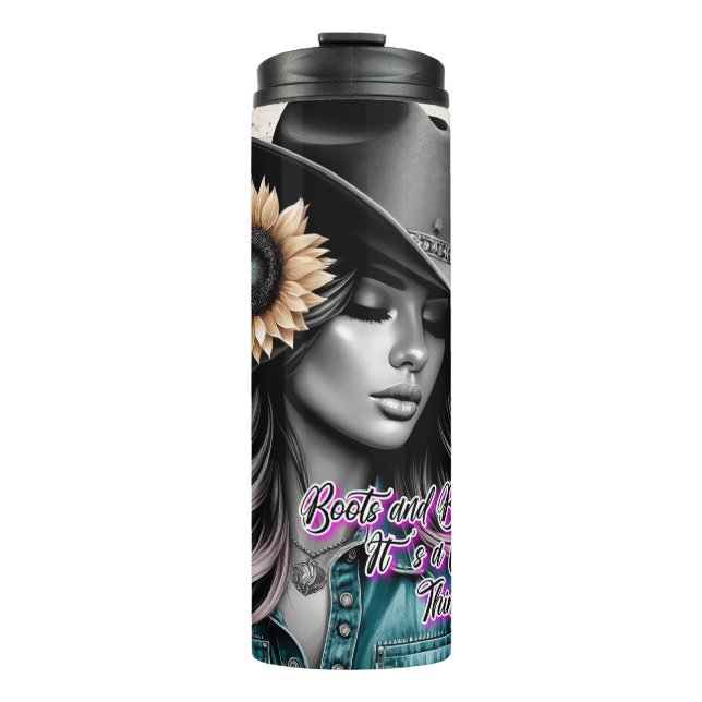 Cute Western Cowgirl Thermal Tumbler (Front)