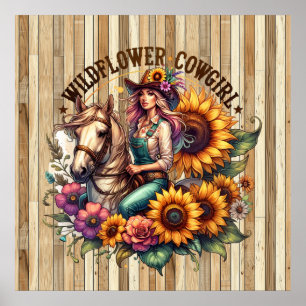 Cute Western Cowgirl wildflower Poster