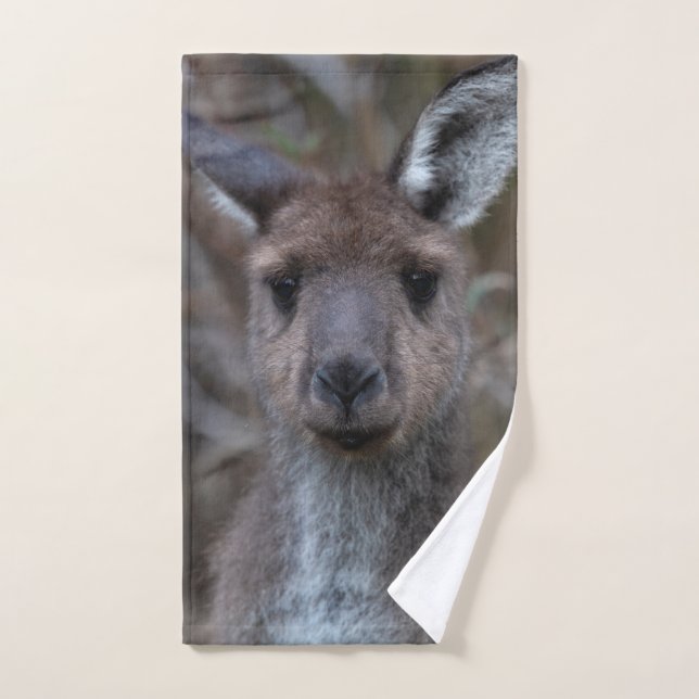 Cute Western Grey Kangaroo Australia Hand Towel (Hand Towel)