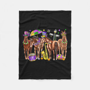 Cute Western Horse Mardi Gras Funny Mardi Gras Day Fleece Blanket