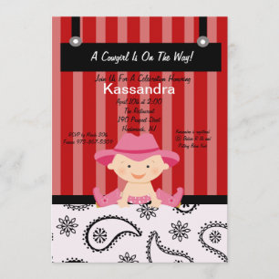 Cute Western Little Cowgirl Baby Shower Invitation