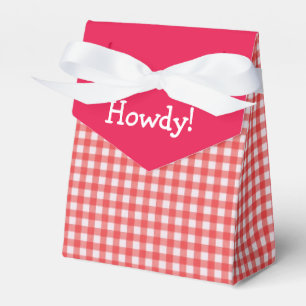 Cute Western Look Red & White Gingham Favour Box