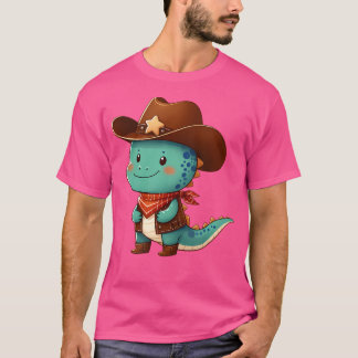 Cute Western Rodeo Dino Sheriff Costume Cowboy Din T-Shirt