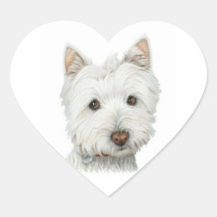 Cute Westie Dog heart sticker