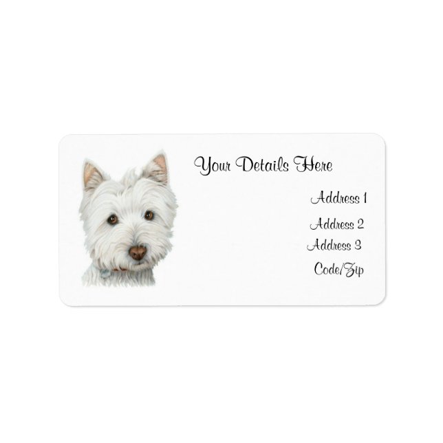 Cute Westie Dog Label (Front)