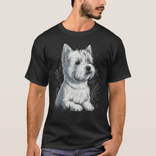 Cute Westie Dog on West Highland White Terrier T-Shirt (Front)