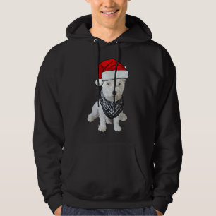 Cute Westie Dog Picture, Xmas hat Hoodie