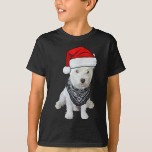 Cute Westie Dog Picture, Xmas hat T-Shirt